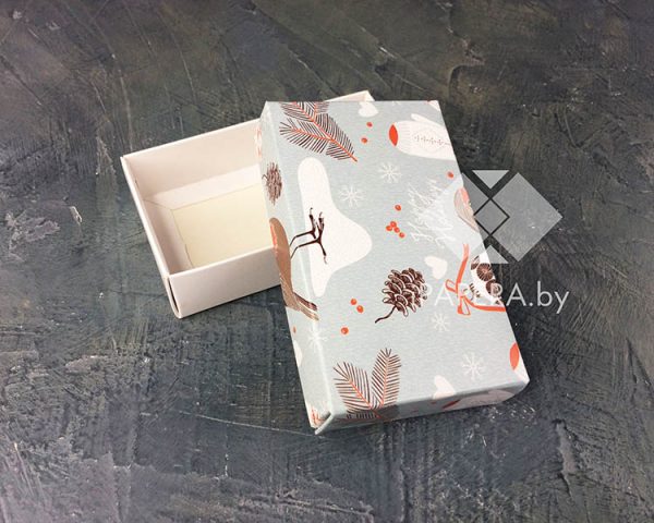 Коробка "Снегири" 10*6*2,5 см (белое дно) — изображение 2