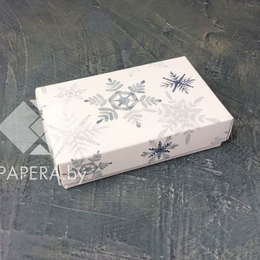 Коробка "Акварельные снежинки" 10*6*2,5 см (белое дно)