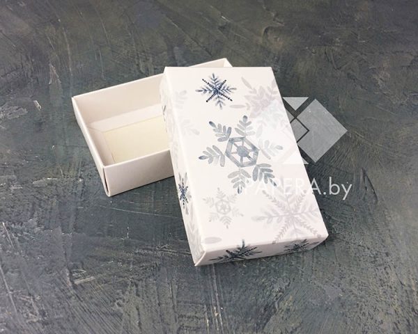 Коробка "Акварельные снежинки" 10*6*2,5 см (белое дно) — изображение 2
