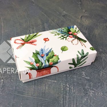 Коробка "Новогоднее настроение" 10*6*2,5 см (белое дно)