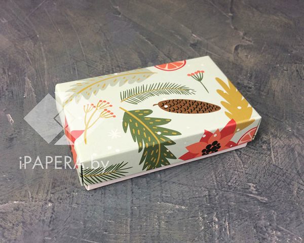 Коробка "Рождество" 10*6*2,5 см (белое дно)