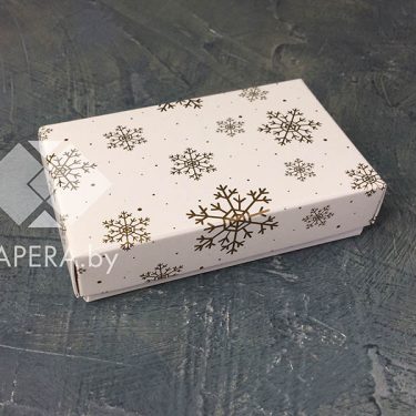 Коробка "Снежинки" 10*6*2,5 см (белое дно)