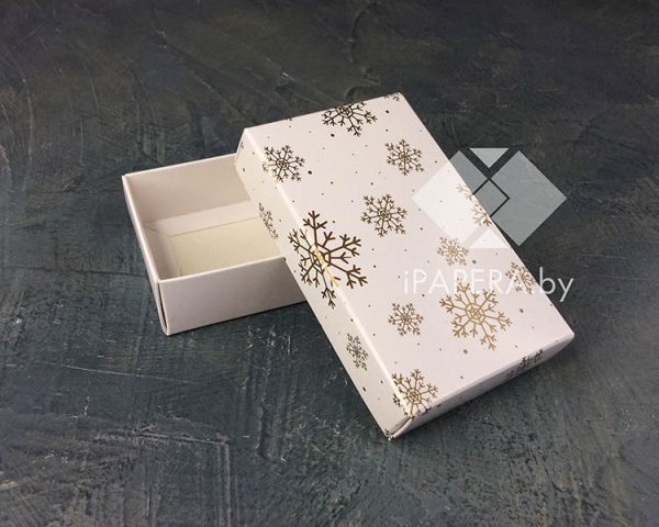 Коробка "Снежинки" 10*6*2,5 см (белое дно) — изображение 2