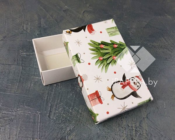 Коробка "Пингвины" 10*6*2,5 см (белое дно) — изображение 2