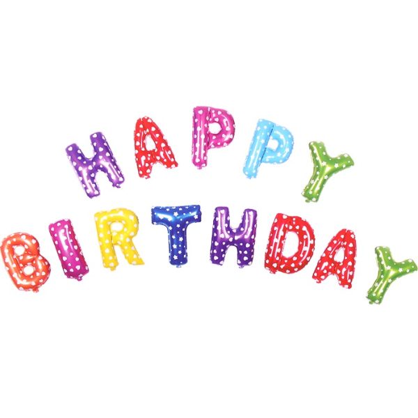 Фольгированные надувные буквы "Happy Birthday", высота 40 см