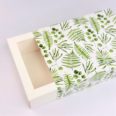 Коробка-пенал "Папоротники" 11*16*5 см (белое дно)