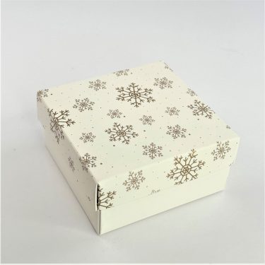 Коробка "Снежинки" 10*10*5 см (белое дно)