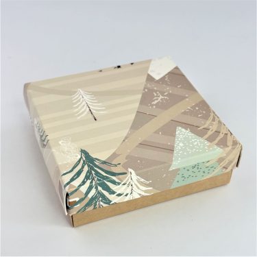 Коробка "Снежные горы" 12*12*4 см (крафт дно)