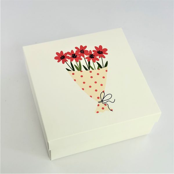Коробка "Букет" 15*15*4 см (белое дно)