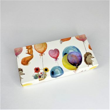 Коробка "Зверята на шариках" 15*6*3 см с фальшбортом (белое дно)