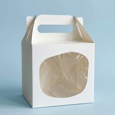 Коробка с ручкой и окном "Белая" 14*13*13,5 см