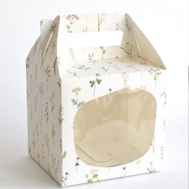 Коробка с ручкой и окном "Полевые цветы" 14*13*13,5 см