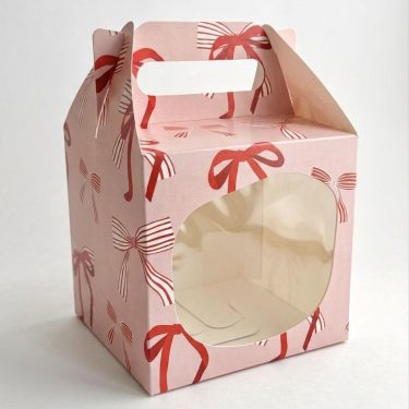 Коробка с ручкой и окном "Бантики" 14*13*13,5 см