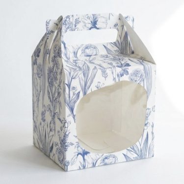 Коробка с ручкой и окном "Весенние цветы" 14*13*13,5 см